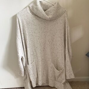 LOFT Speckled Cream Cowl Neck Sweater